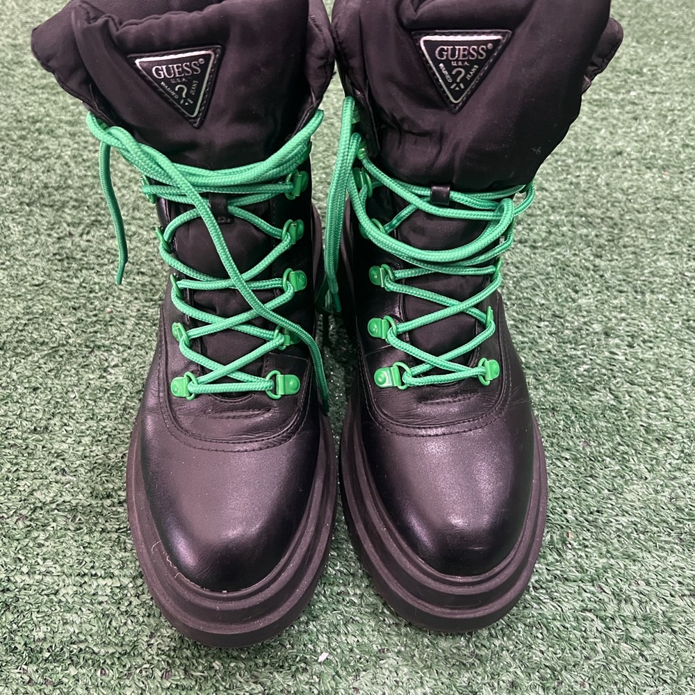 GUESS Black Boots with Green Laces